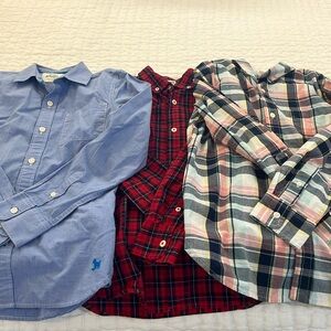 Boys Mini Boden and Gap lot of long sleeved button down oxford shirts.